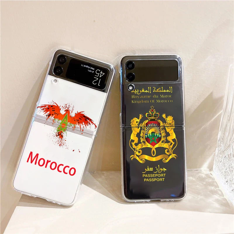 Etui na telefon Samsung GalaxyZ Z klapką 4 5 razy przezroczyste twarde PC Shell marocco flaga piłka nożna dla Samsung Z klapką 3 pokrywa Couqe