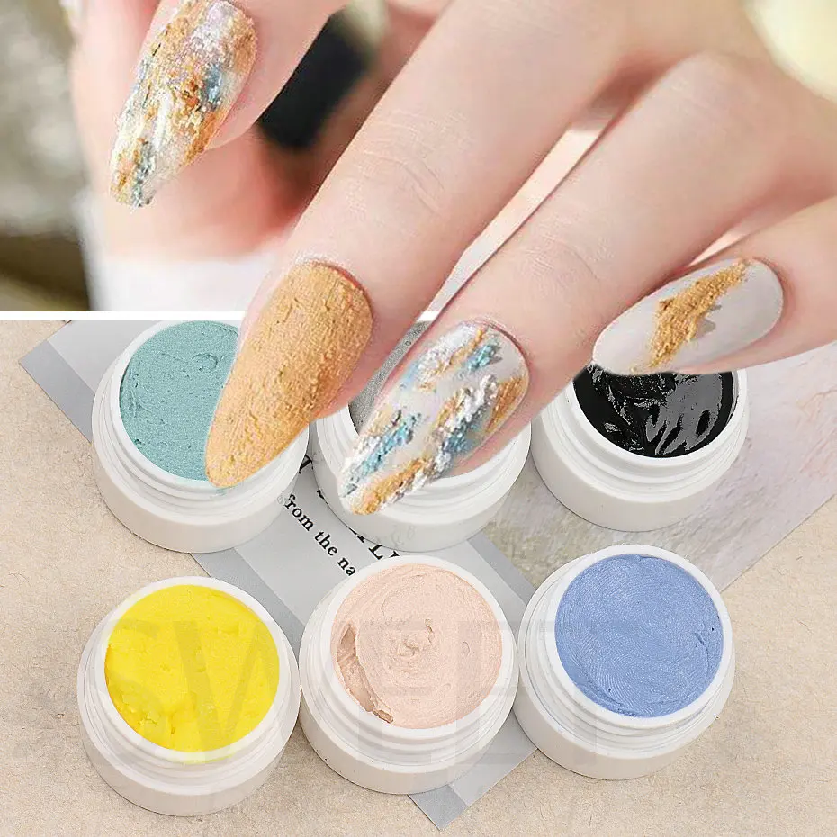 5D Acrylic Engraved Drawing Gel Nail Polish Plaster Effect DIY Embossed Manicure Gel Decor No Need Top Coat Plaster Glue BES44