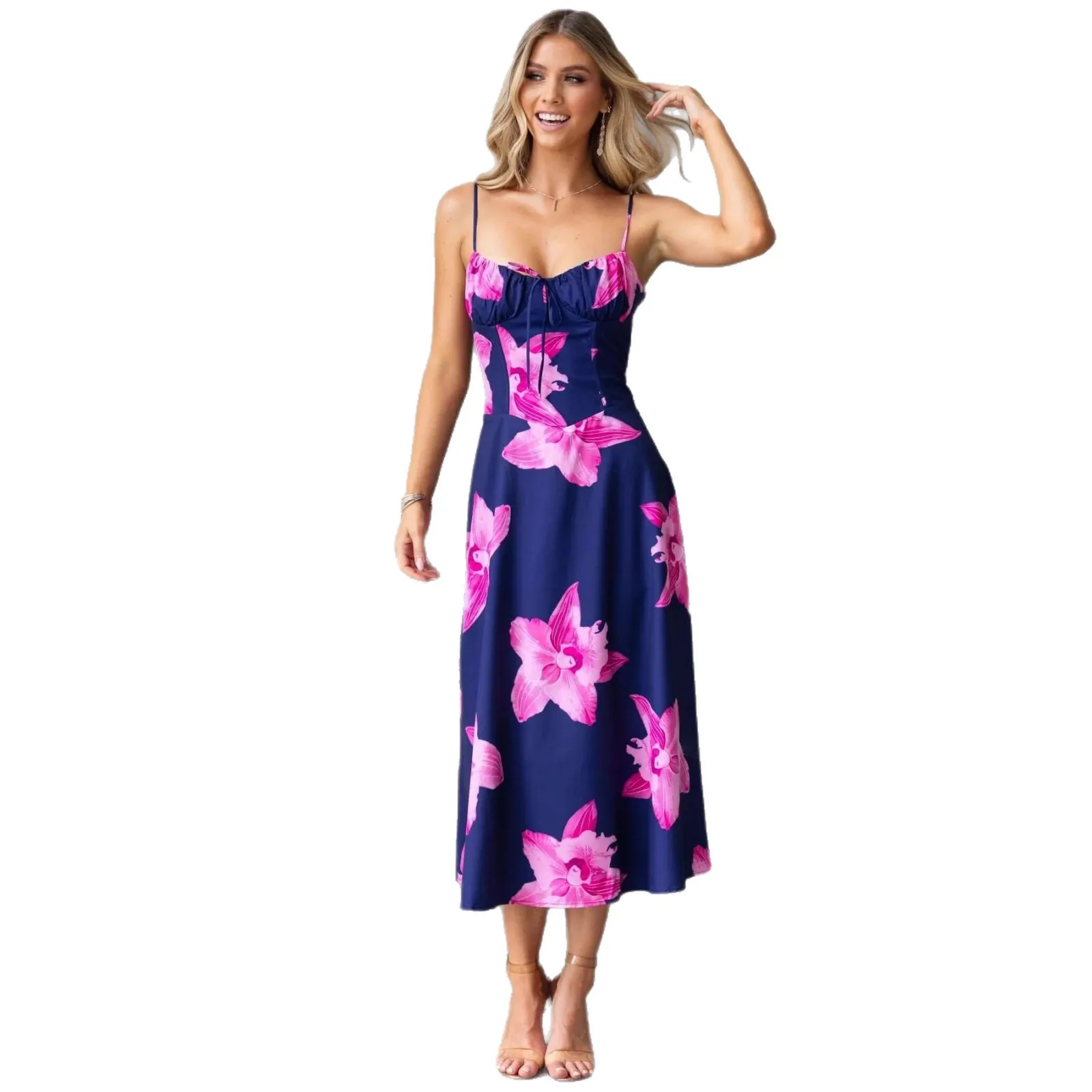 2025 European and American Summer New Women's Slim Fit Sexy Strap Dress Women's Dress