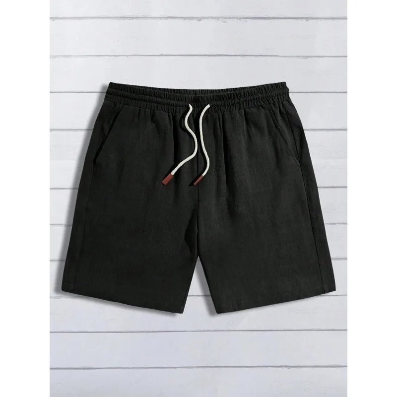 New Men Cotton Linen Shorts Beach Pants Male Summer Breathable Solid Color Hawaii Trousers Fitness Streetwear S-3XL