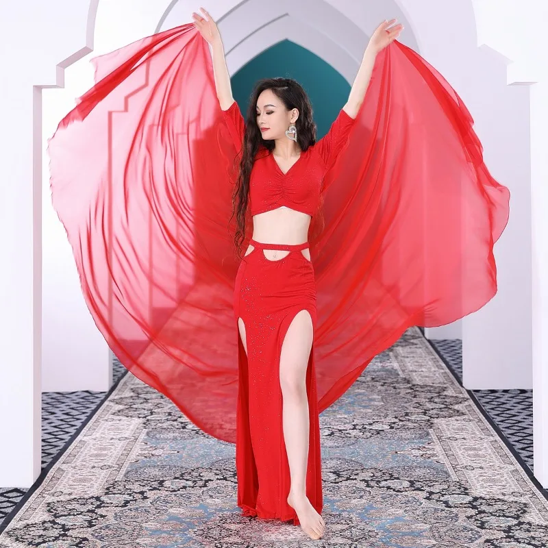 ที่กําหนดเองBelly Danceเครื่องแต่งกายฝึกชุดใหญ่ลอยผ้าพันคอเอวสูงกระโปรงยาวอินเดียเสื้อผ้าผู้หญิงFalda Bellydance
