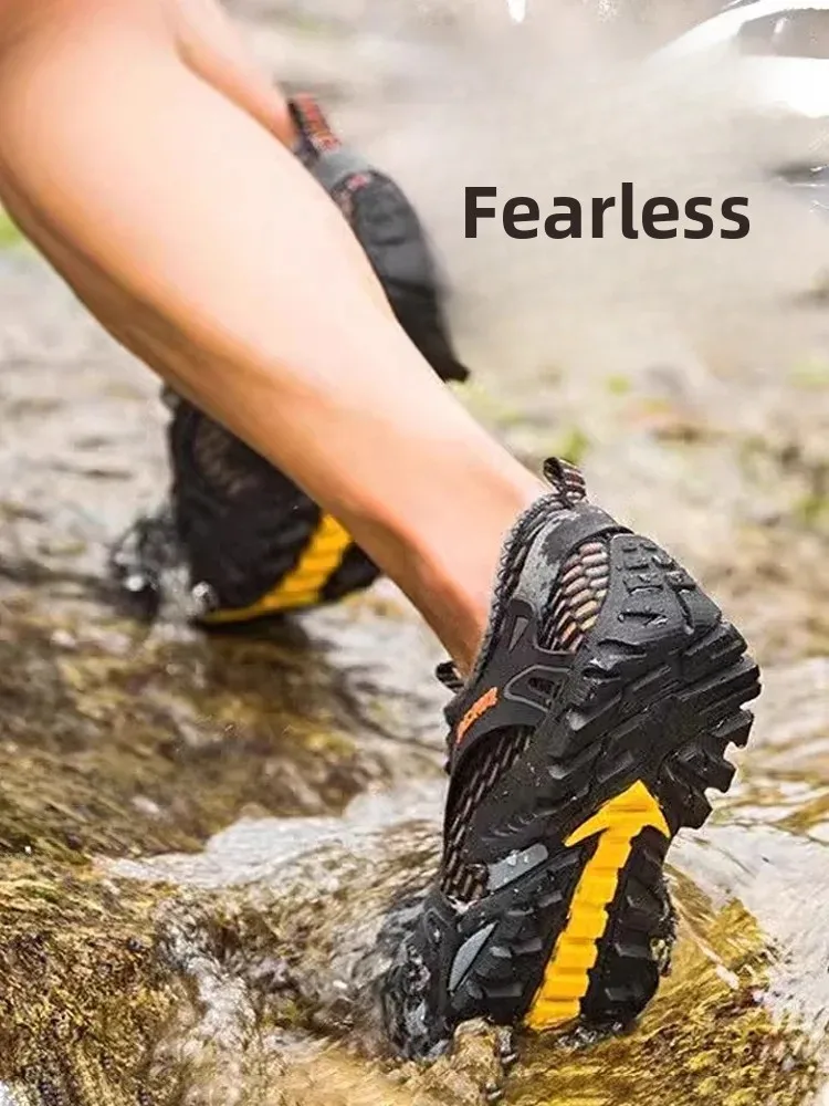 2026 New Men's Holes Sandals Sports Outdoor Summer Driver Work Casual Beach Trendy Student Water Shoes Breathable Fabric Slip-On