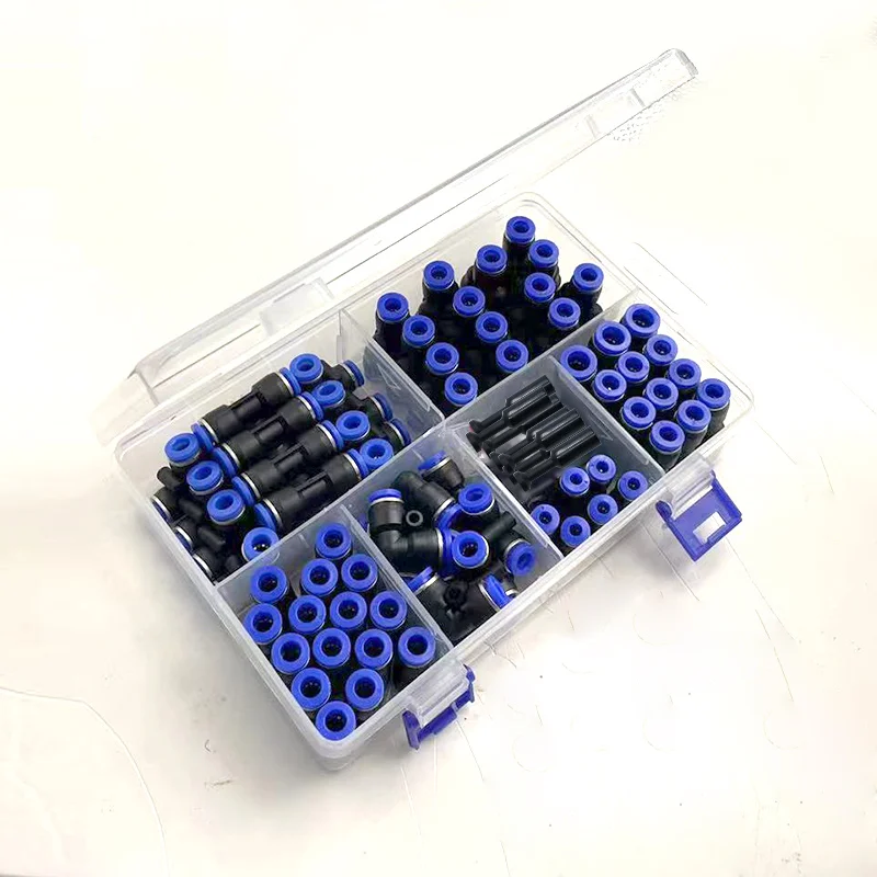 81Pcs/Box 6mm Set Air Hose Connector PG PU PE PV PY Air Pipe Tube Quick Release Pneumatic Push to Connect Fittings Kit