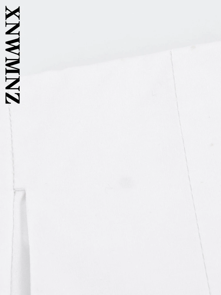 XNWMNZ 2025 Summer Woman's Edgy Mid-length Midi Skirt High Waist Party Lady Side Zipper A-lineskirt Ruffles Regular Fit Bottoms