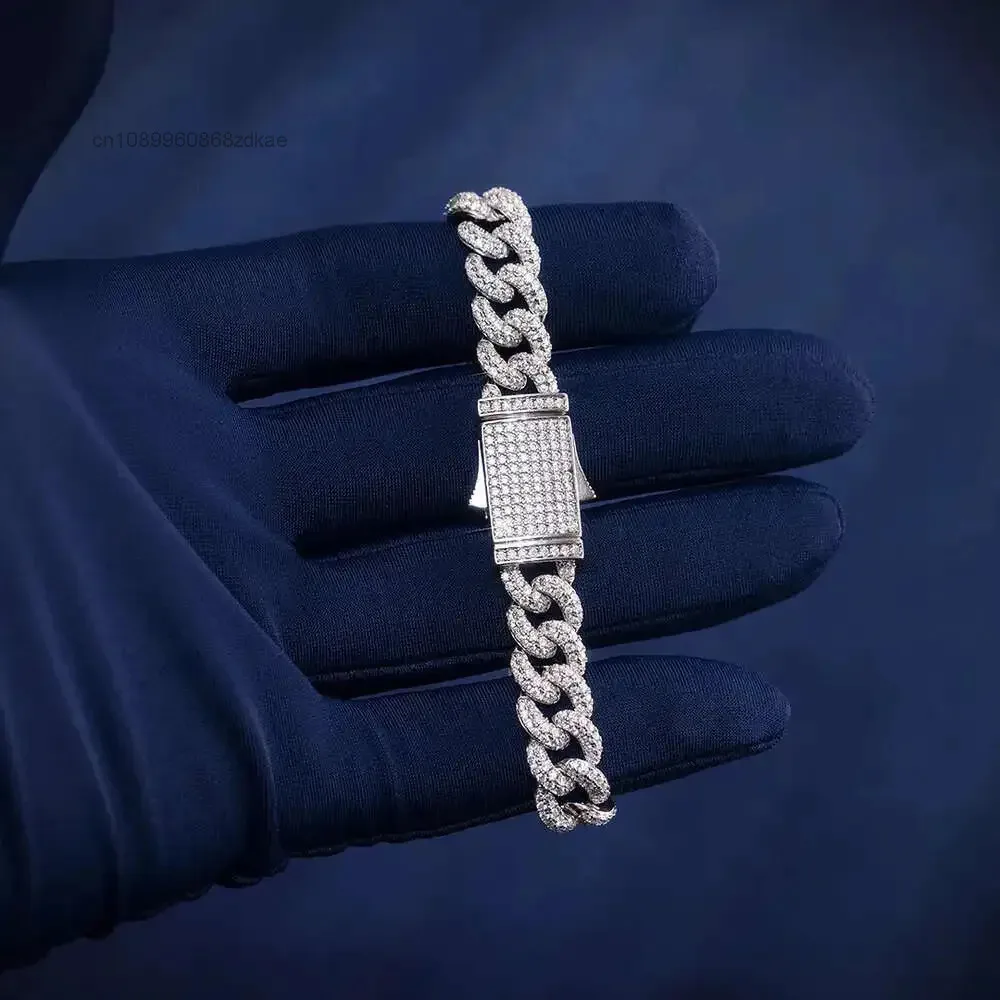 

Pass Diamond Tester 10mm Cuban Link Bracelet Vvs Moissanite Custom Silver Cuban Bracelet for Men