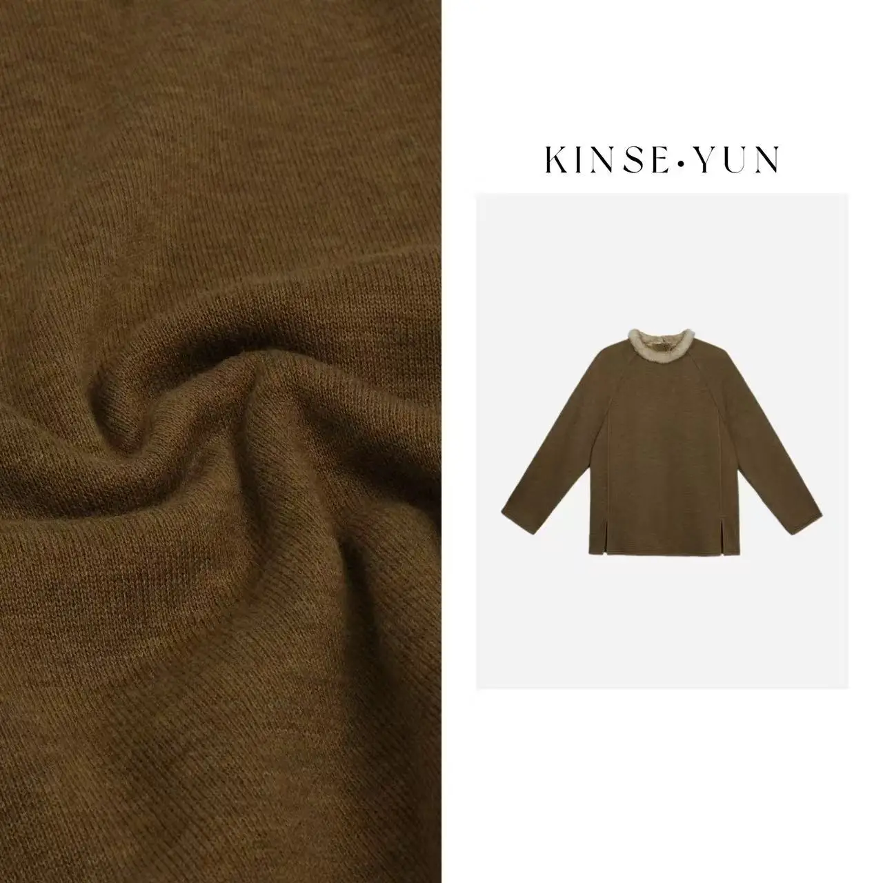 

KINSE·YUN Lagolo Ele mat Thiened Loose Coat with Fur Collar Spliced High End Sle for Women Winter Outerwear