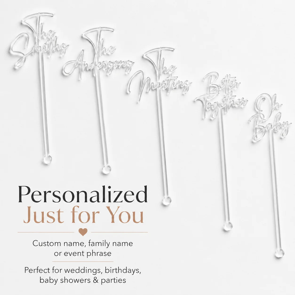 

Personalized Wedding Stirring Sticks: Customized Initials Cocktail Stirring Sticks