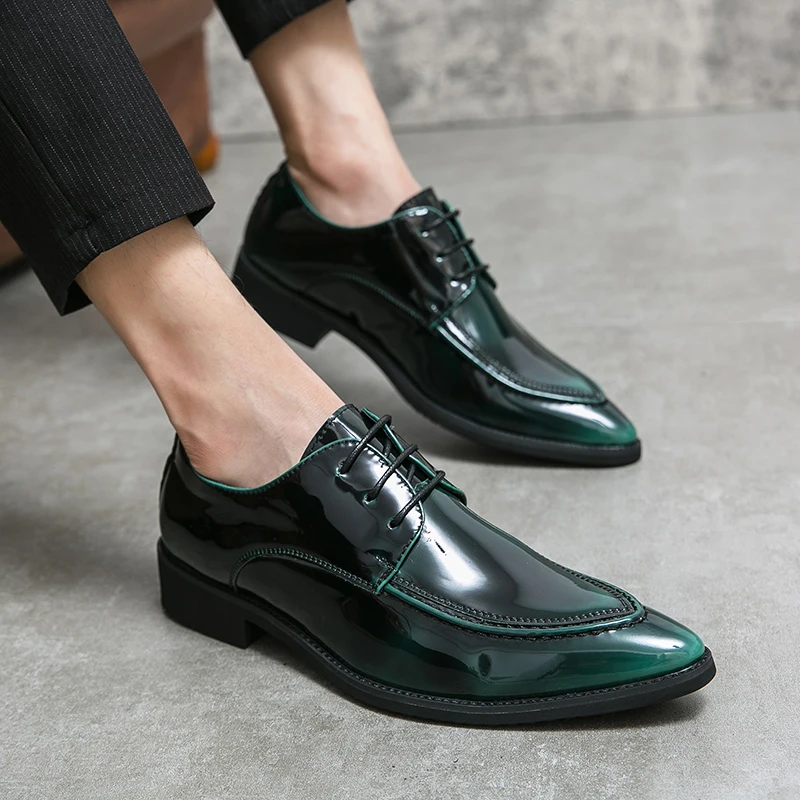 Heren Dress Luxe Wedding Party Designer Avond Groene Formele Stylist Lederen Casual Oxford Schoenen Voor Mannen Office Flats