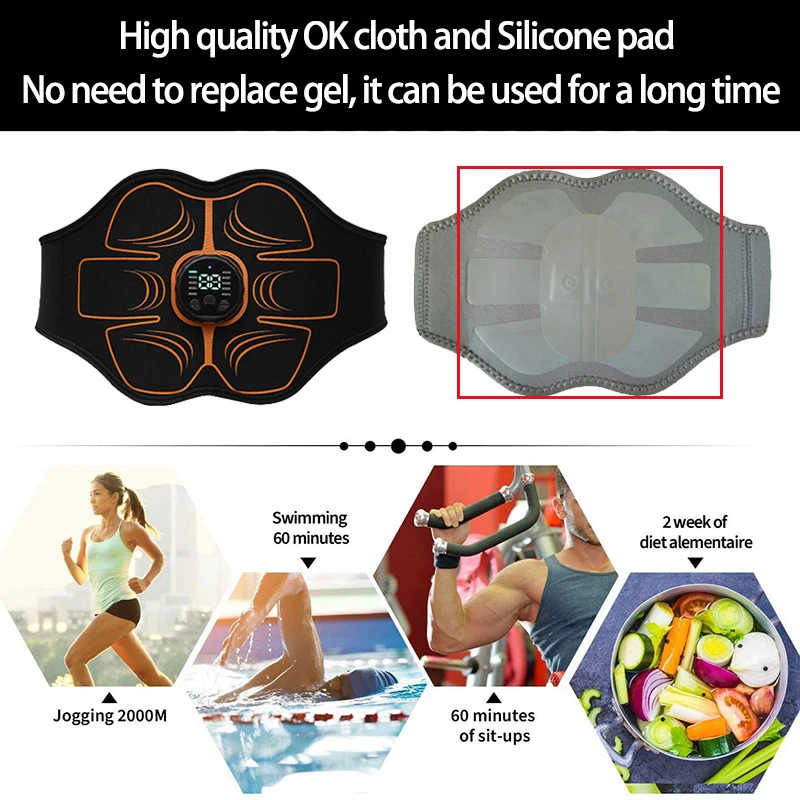 Muscle Toner EMS Muscle Stimulator Smart Abdominal Toning Belt Abs Trainer Recharge Body Massager Weight Loss Fitness Equiment