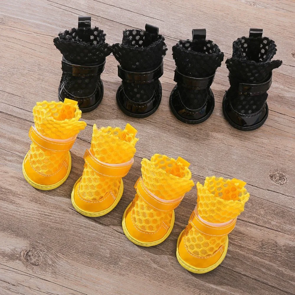 4 Pcs Wear Resistant Dog Mesh Shoes Anti-slip Breathable Dog Foot Covers Anti-fall Anti-dirty Pet Paw Protector Garden