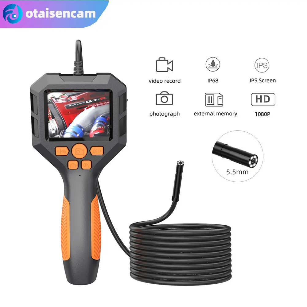 5.5mm 1080P Lens Camera 2.8 “ IPS Screen Pipe Handheld Endoscope All-In-One Machine Auto Repair Video Peeper Detector