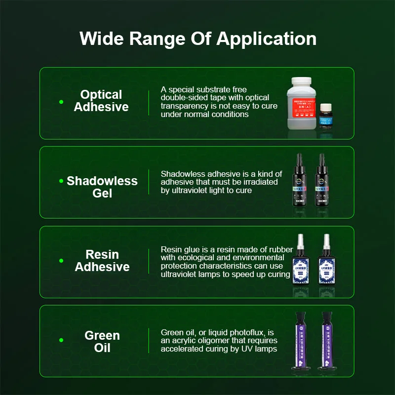 High Power LED UV Curing Lamp for Cellphone Repair Repairman UV395 Green Oil Shadowless Glue Optical Adhesive Fast Curing Light