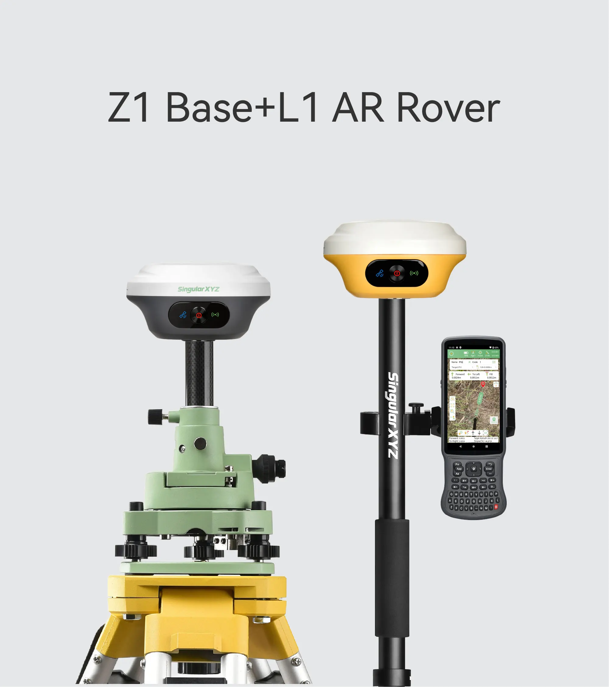 SingularXYZ Z1 Base Station L1 AR Rover Full Set of Surveying Equipment GNSS RTK GPS Receiver HD Camera AR Stakeout