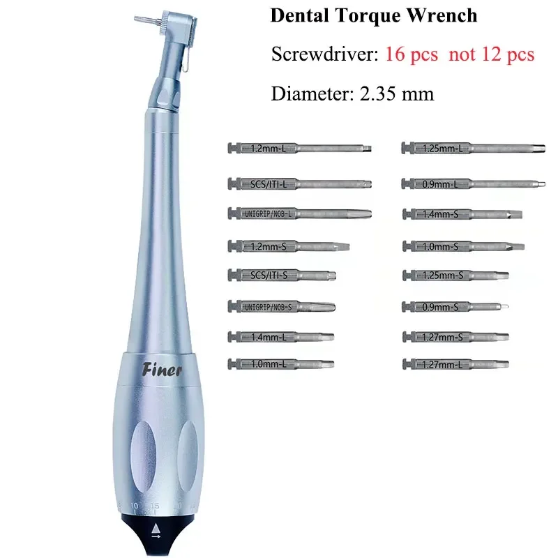 Dental Implant Torque Wrench Screw Drivers Wrench Latch Head Handpiece with16 pcs Screwdriver 5 to 35 N.cm Dental Instrument