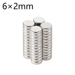 50 ~ 300 Stück 6 x 2 mm runde Mini-Seltenerd-Permanentmagnet-Neodym-Magnet zum Basteln, Befestigen und Anschließen, 6 x 2 mm