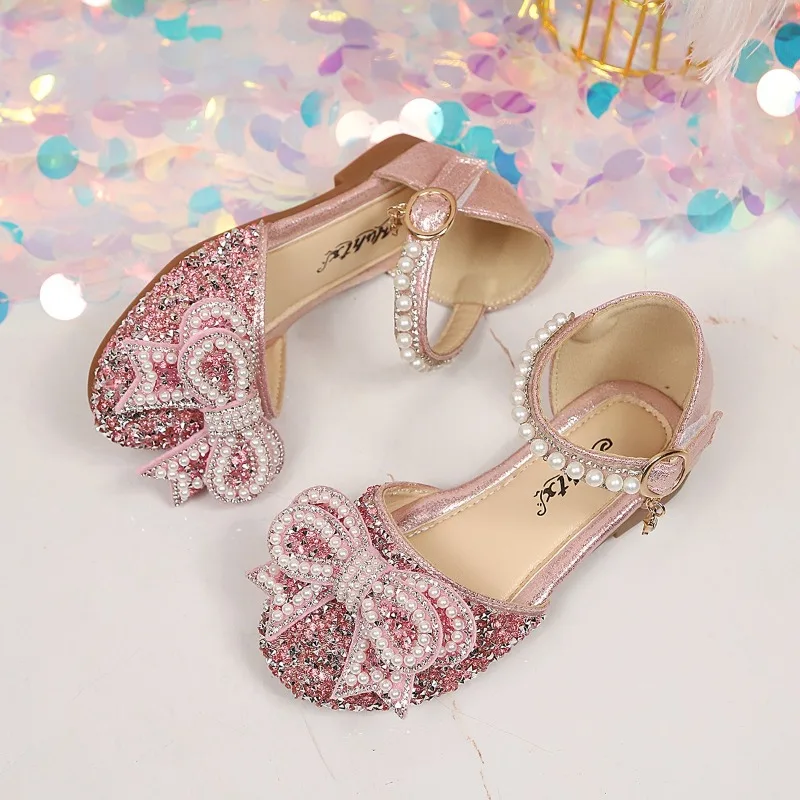 Kids Dance Shoes Sweet Bows Girls Sandals Soft Bottom Non-slip 2026 Brand New Children Princess Sandals Korean Style