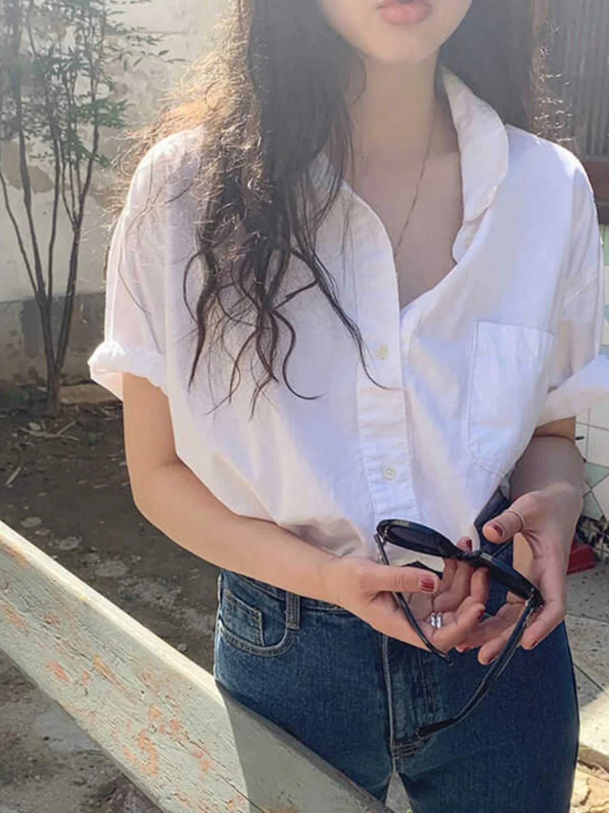 สีขาวลําลองไหล่ ort Sve ผู้หญิง irt Chic Design Vintage Hong Kong Sle หลวม Fit ขนาดเล็กภาษาฝรั่งเศสคํา Sle irt