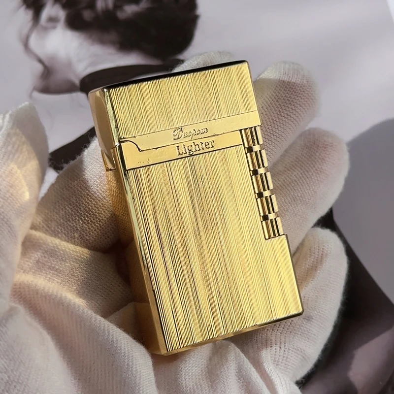 

2025 new Classic Metal Steel Sound Lanson Inflatable Windproof Straight Lighter Blue Flame Lighter Men's Smoking Accessories