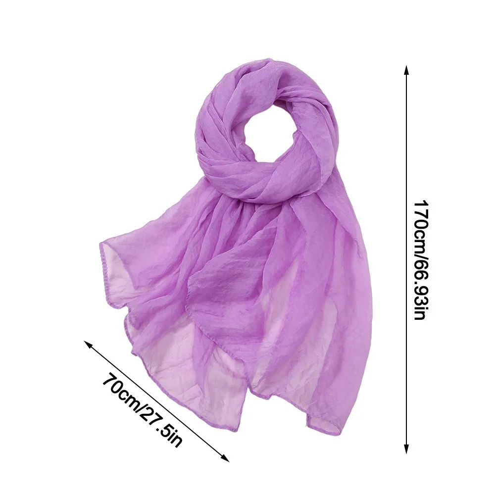 New Solid Color Chiffon Scarf Long Protection Shawl Silk Thin Soft Female Wrap Shawls Women's Fashion image 5