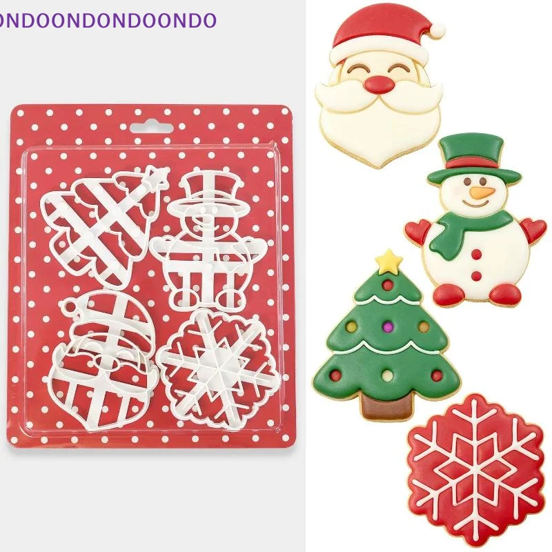 1/4Pcs Christmas Cookie Cutter Snowflake Santa Claus Snowman XMAS Tree Shape Biscuits Molds For Winter Holiday Baking