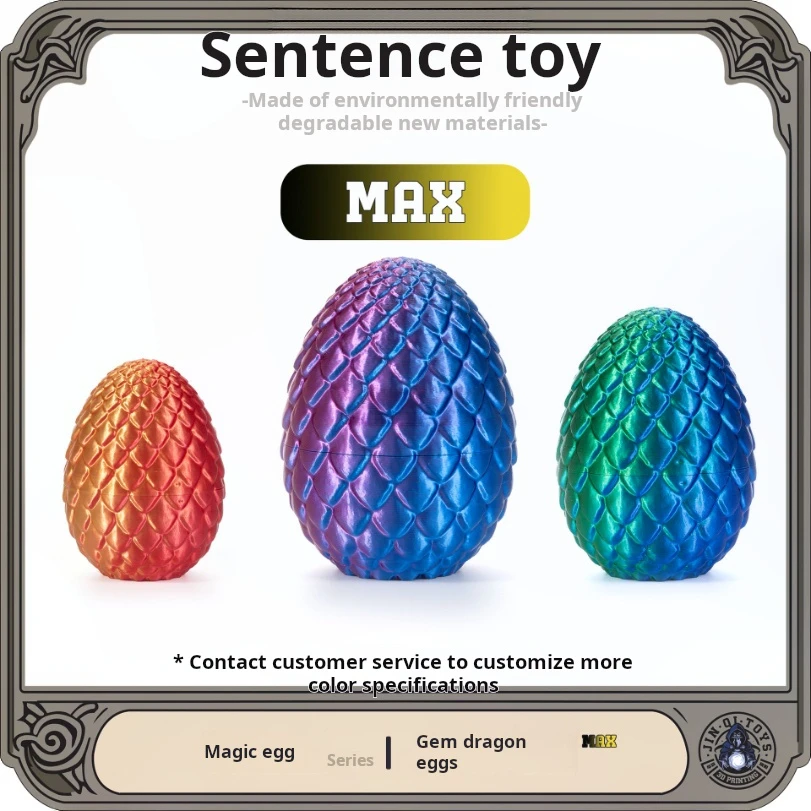 

3D printed colorful dragon egg joint sculpture with free swinging craftsmanship decoration