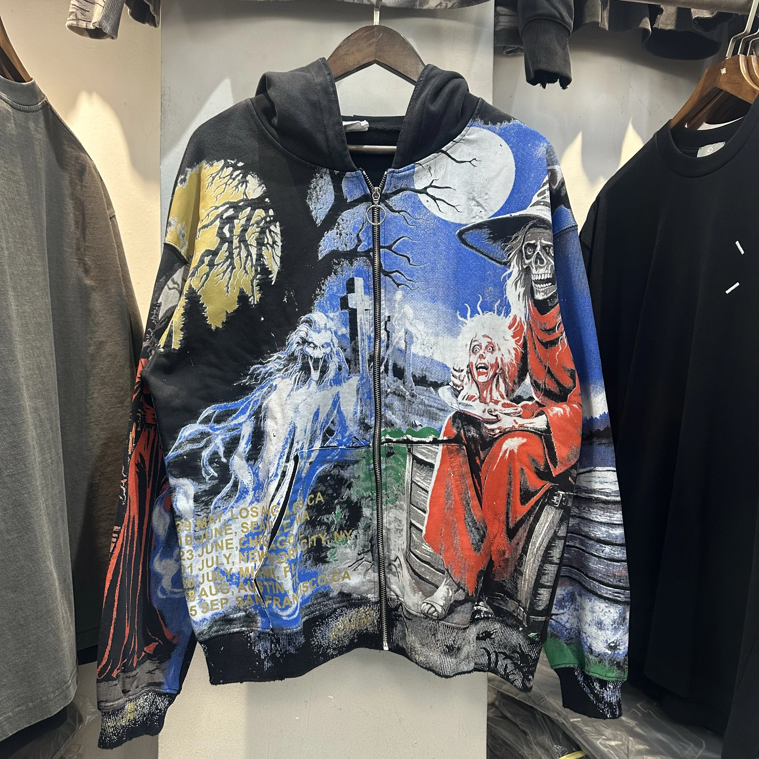 

Новая мужская толстовка-кардиган с капюшоном и принтом на Хэллоуин 2025, повседневная, свободного кроя, из хлопка и полиэстера