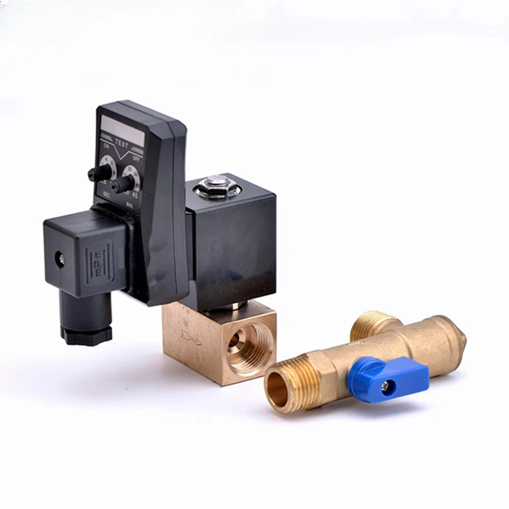 

AC 220V 230V 380V 1/2" Inch Electric Timer Auto Water Valve Electronic Drain Solenoid Valve for Air Compressor