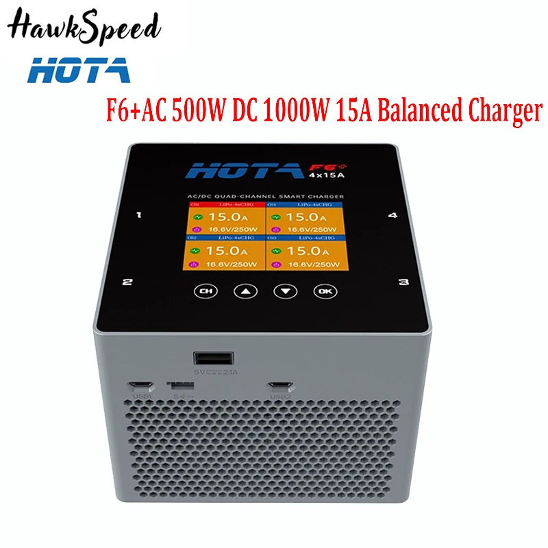 HOTA F6+AC 500W DC 1000W 15A Balanced Charger Multifunctional Intelligent Lithium Battery Charger