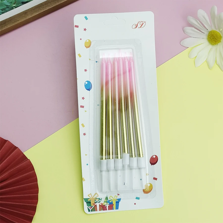 Bunte Farbverlaufsfaden Kuchen alles Gute zum Geburtstag Kerze Party Bleistift lange Kerze Kinder Prinzessin Festival Event Dekoration – Detail 6