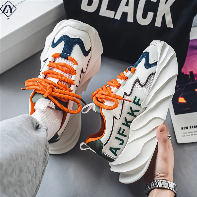 

Новые мужские роскошные кроссовки на платформе, модные мужские кроссовки для бега, повышенная воздухопроницаемость, мужская обувь на шнуровке