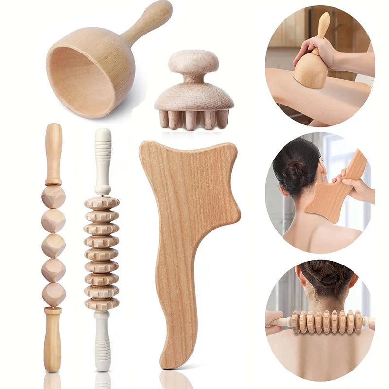 

6 in 1New Products Body Multiple Parts Massage Kit Health Wooden Gua Sha Tools