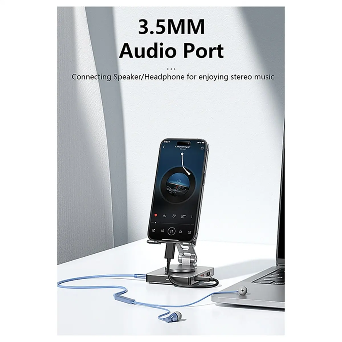 A69Z 8 in 1 USB C Foldable Docking Station with 360°Rotation 5Gbps,SD TF Reader,PD 100W Phone Hub Holder for IPhone/Switch