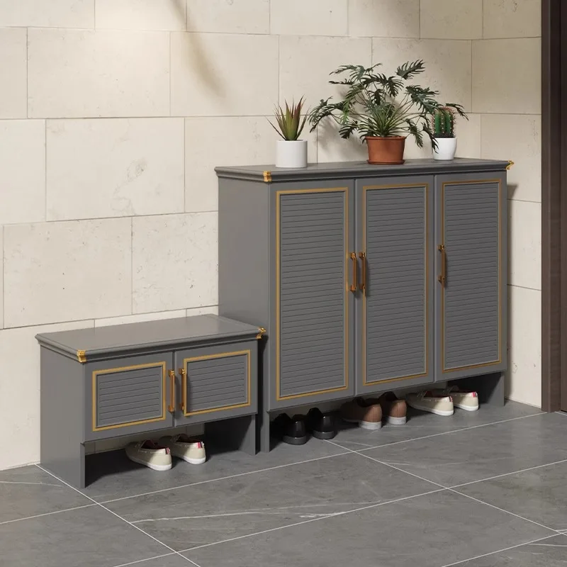 تصميم الحد الأدنى خزانة الأحذية الفاخرة السوداء الحديثة المنظمون خزانة الأحذية مقاعد البدلاء Szafka Na Buty أثاث المنزل #1