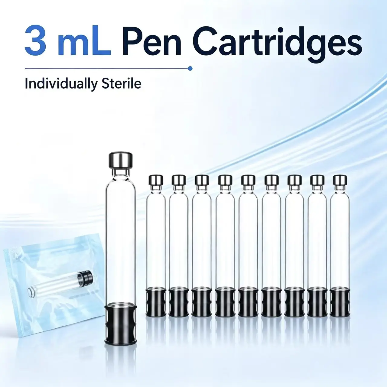30pcs 3ml Empty Glass Injection Pen Cartridges Disposable Replacement Glass Cartridge for Injection Pen Use