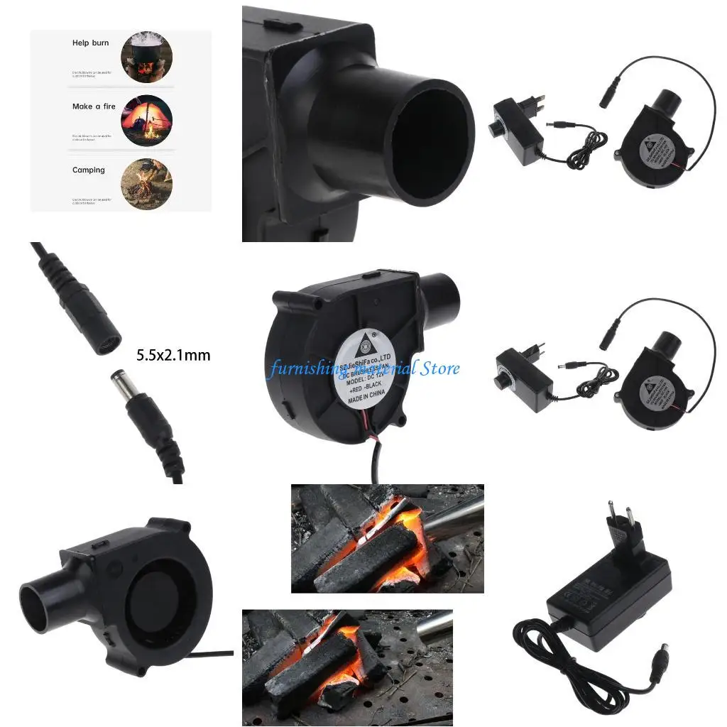 

Y5GD UK/EU Plug Speed-regulating Blower 12V Grill Stove Outdoor Portable