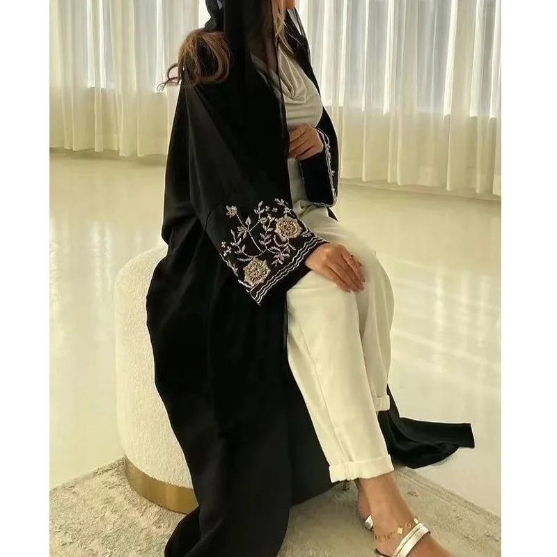 عبايات قفطان نسائية فساتين طويلة مطرزة سترة رداء رمضان المغرب عباية مفتوحة دبي الإسلام عيد مسلم فيستدوس جلابية 16