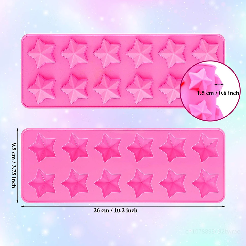 12 Holes Mini Stars Silicone Mold Handmade DIY Chocolate Biscuit Mold Soap Stome Mold Cake Decors Fondant Pastry Baking Tools