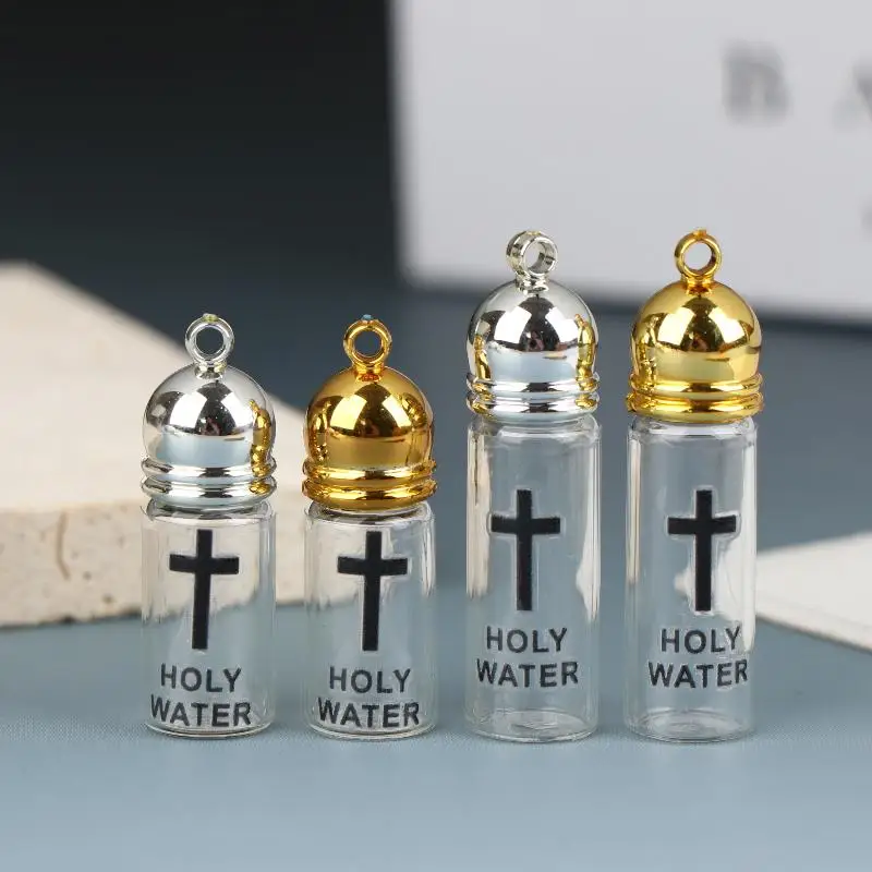 Neue Mini-Weihwasserflasche als Schlüsselanhänger - Dekorativer Religiöser Anhänger mit Kreuzdesign, Perfekt für Schlüssel, Taschen und Autozubehör