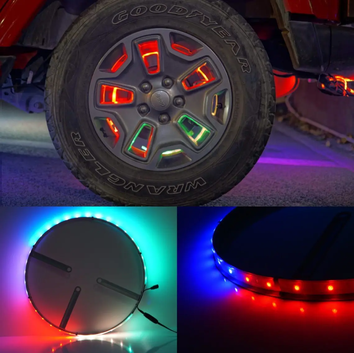Free Sample Car Decoration Lights 12V 15 Inch Custom Size Wheel Lights For Trucks RGB Multi-Colors Chasing Wheel Lights