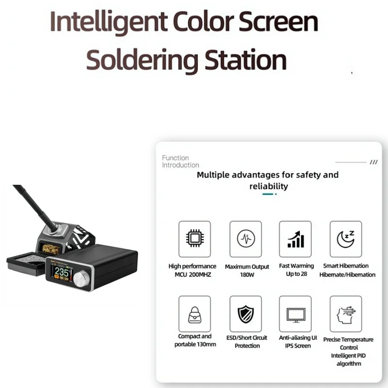 

Паяльная станция TR300x 1,9-дюймовый IPS HD-дисплей 100 ° С-450 ° Температура C мощностью 180 Вт C210 C245 для профессионального сварочного аппарата DIY