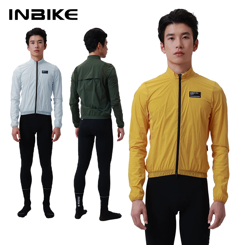 INBIKE Mens Cycling Jacket Lightweight Packable MTB Windbreaker Reflective Strips Jackets for Riding Running Quick Dry Clothing