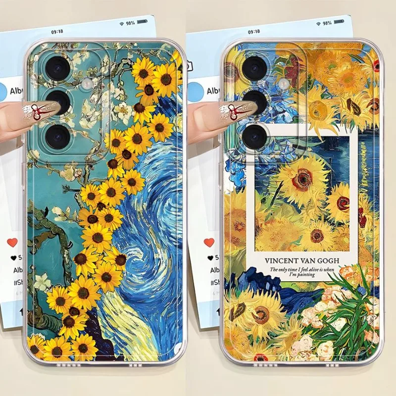 

Van Gogh Sunflowers Phone Case For Samsung Galaxy S25 S23 S24 S22 Ultra Plus Shockproof Cover For Galaxy S24+ S23+ S25+ Shell