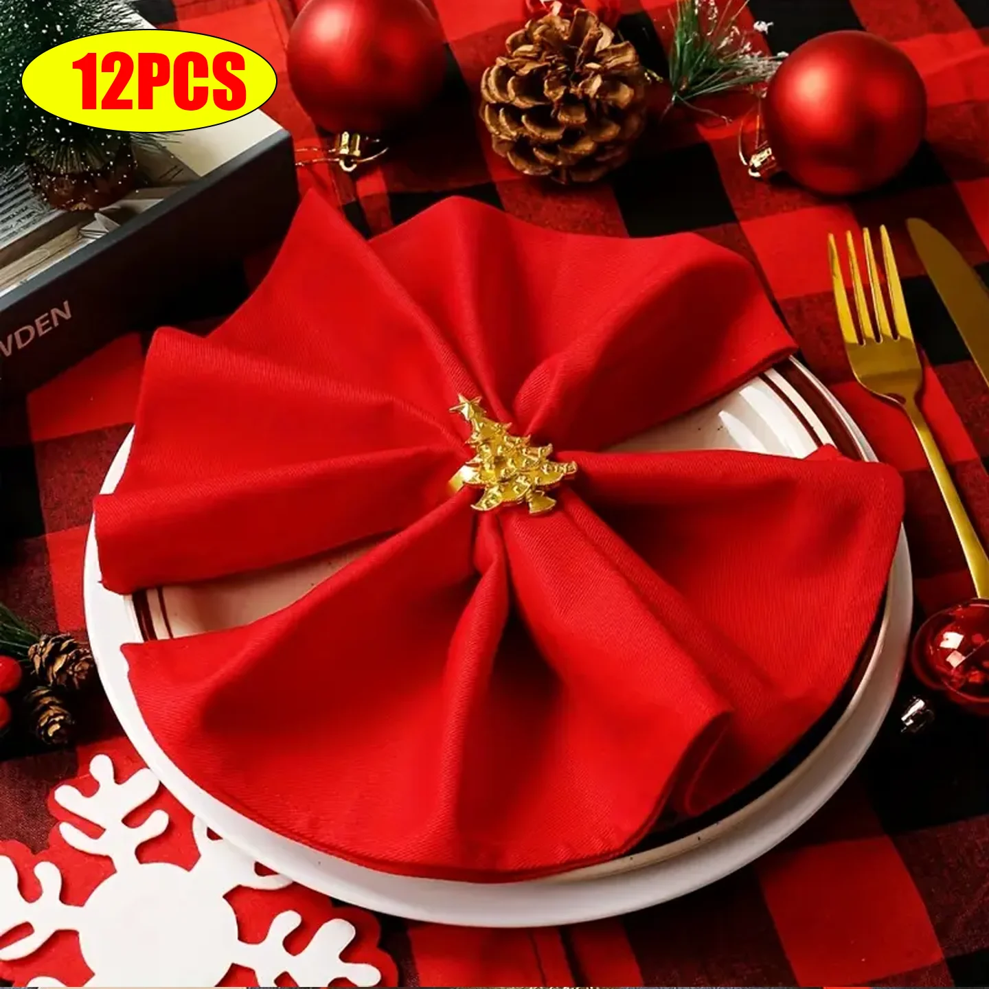 1/6Pcs Christmas Napkin Rings Xmas Tree Ornaments 2025 Christmas Home Kitchen Dinner Table Decoration New Year Party Supplies