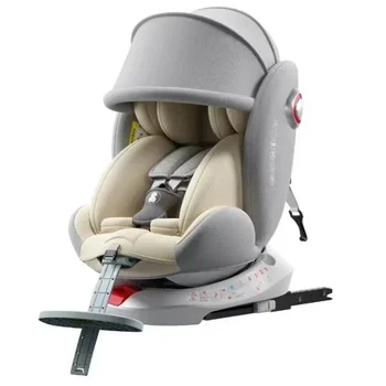 360° Rotating Child Car Safety Seat 0-12 Years Old Growth Safety Seat with Footrest and Sunshade ISOFIX Steel Interface
