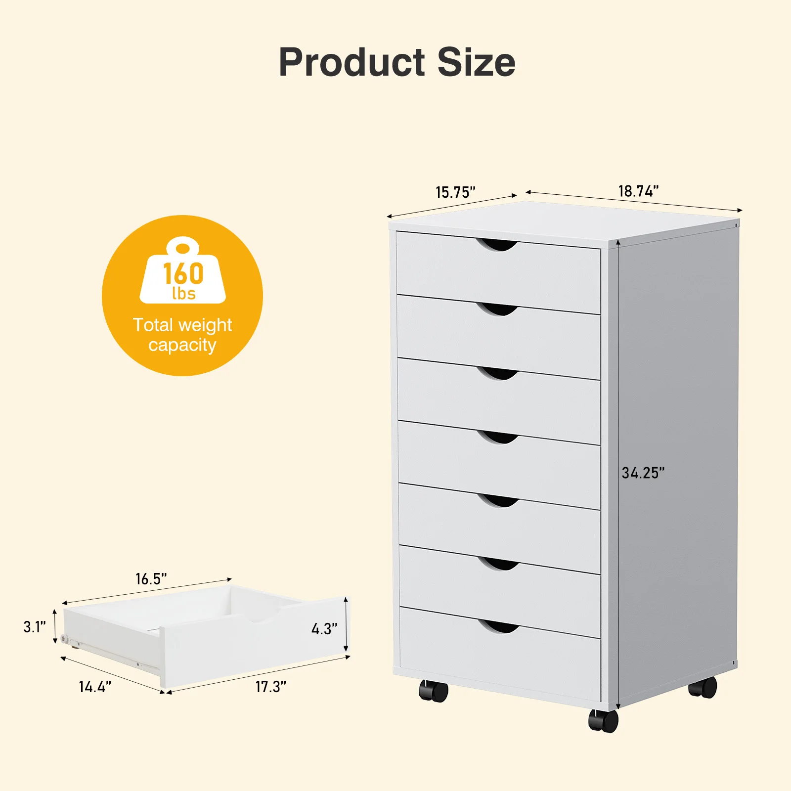 MCQ Wood 7 Drawer Cabinet For Living Room File Cabinet with Storage Under Desk Storage Organization Holds Printer Tables Storage Closet Chest Living Room Furniture