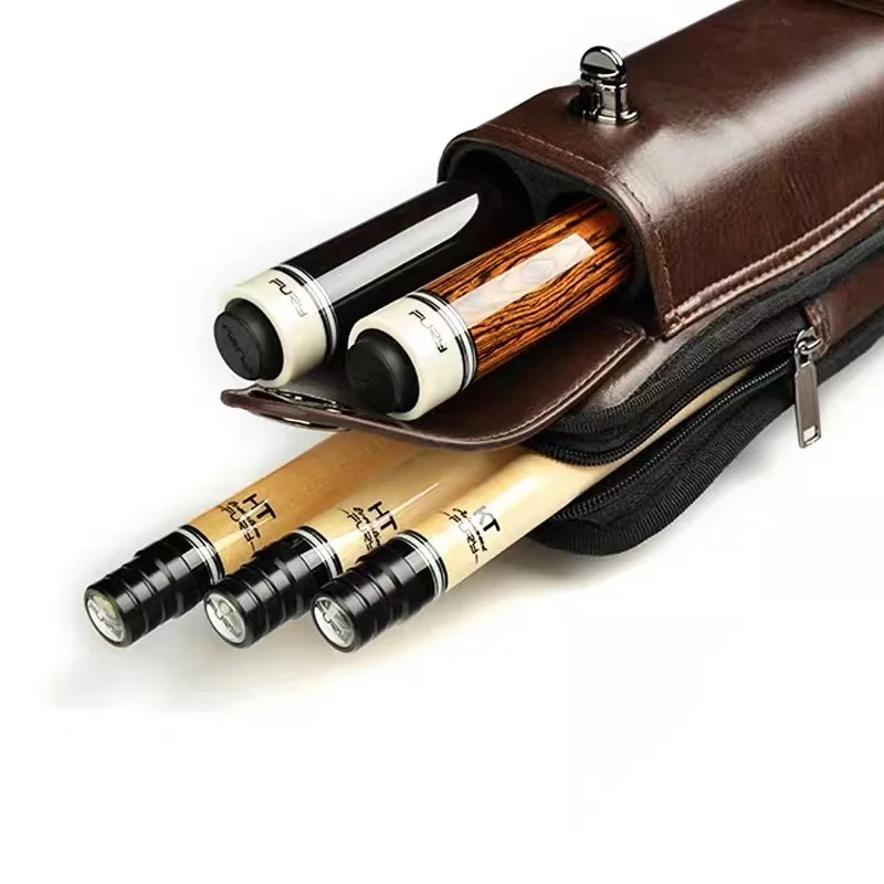 Custom Black Brown PU leather luxury 1/2 Carrying pool cue case for sale