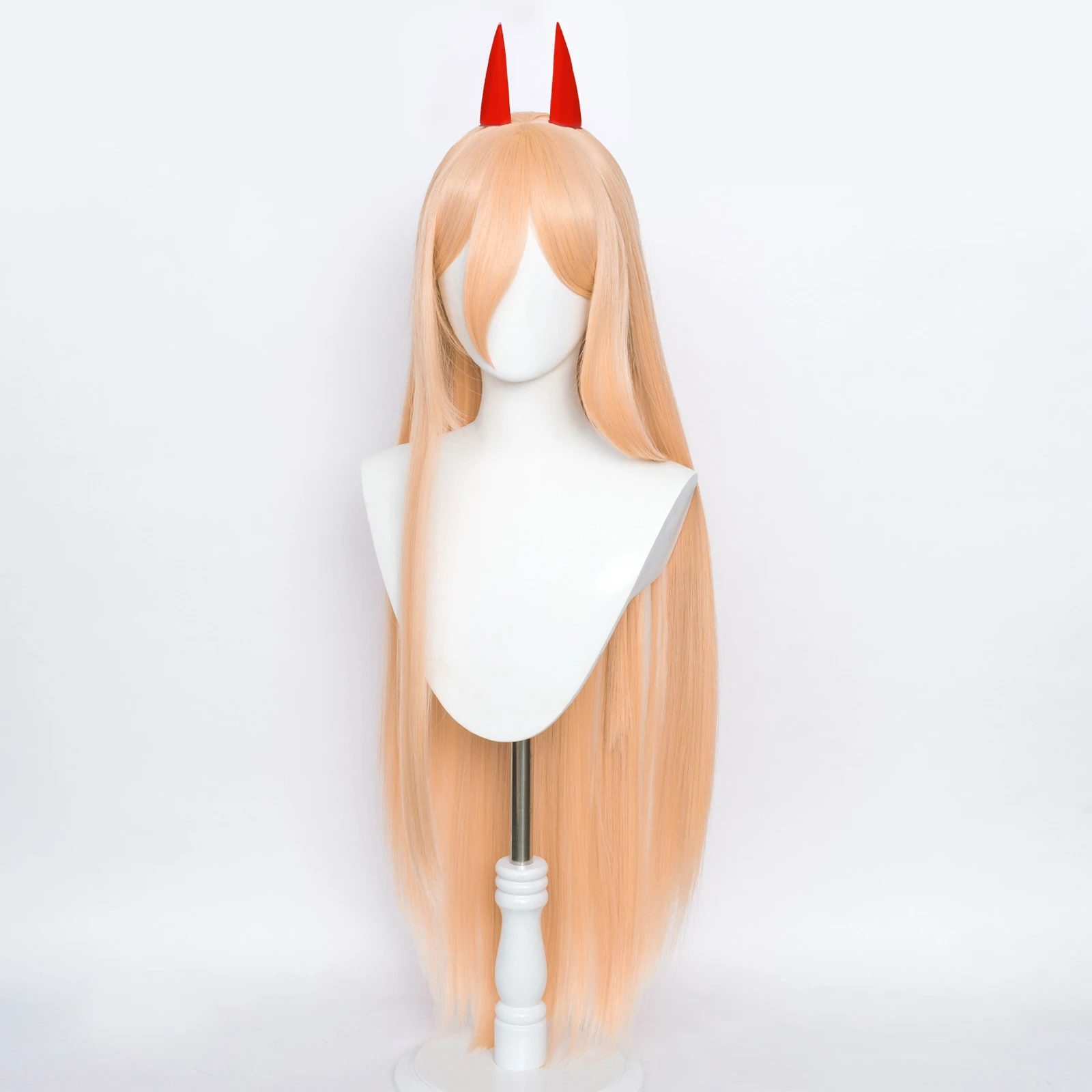 RANYU Anime Chainsaw Man Power Cosplay Wig Long Pink Orange Synthetic Straight Hair Heat Resistant for Party