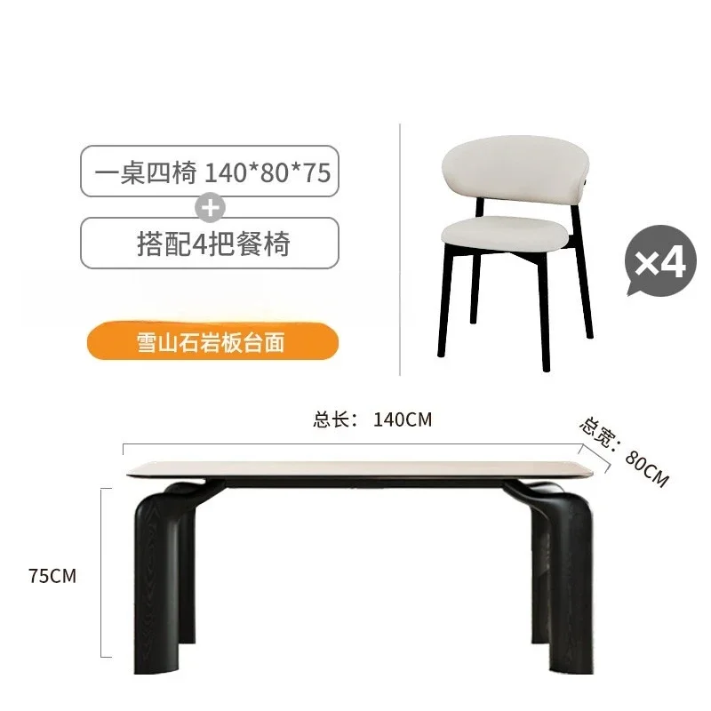 Log black retro style, rectangular rock slab dining table 3