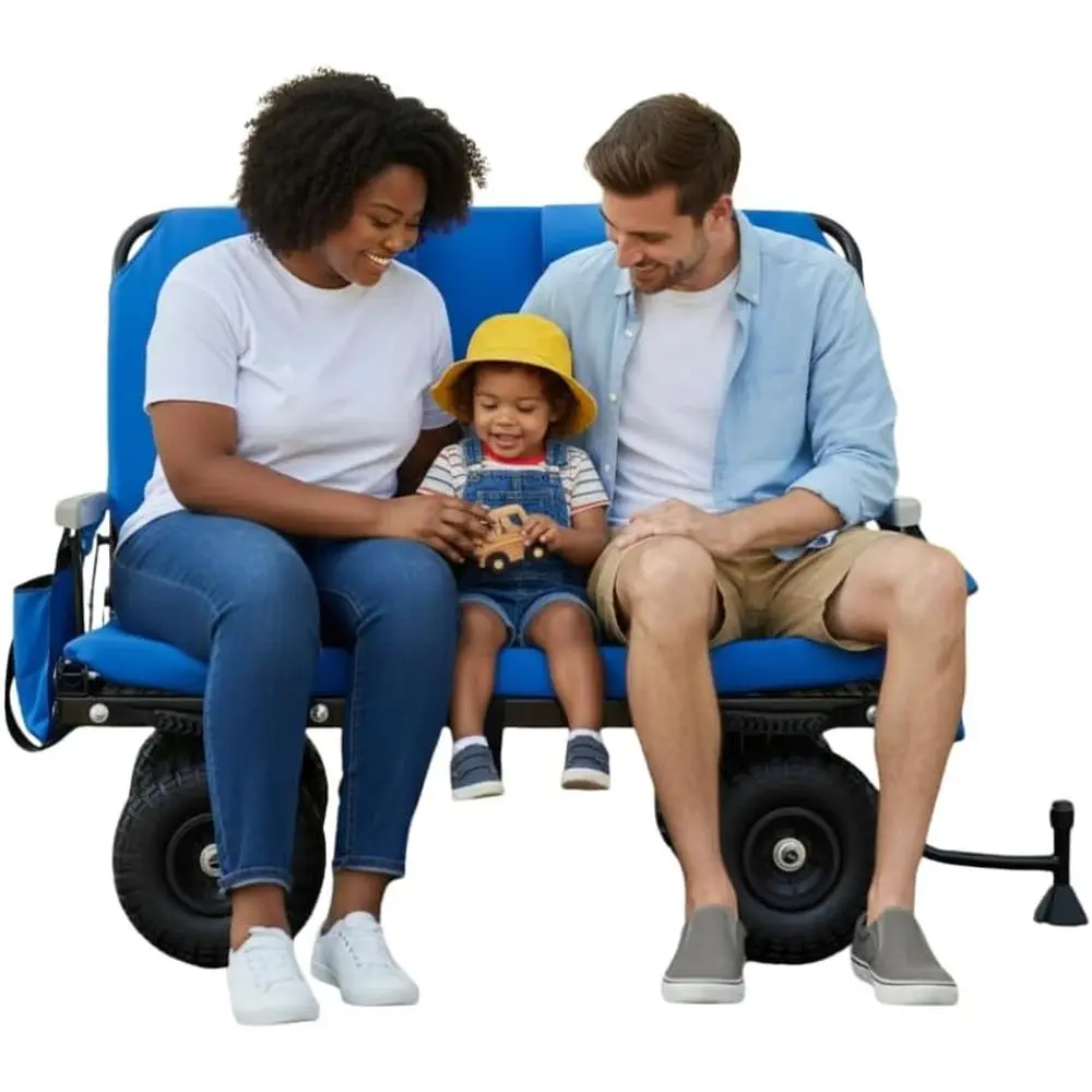 Lounge Wagon Patented 3-in-1 Wagon with Seats & Shade or Sports amilies – Converts rom Utility Wagon to 2-Person Chair – Beach,