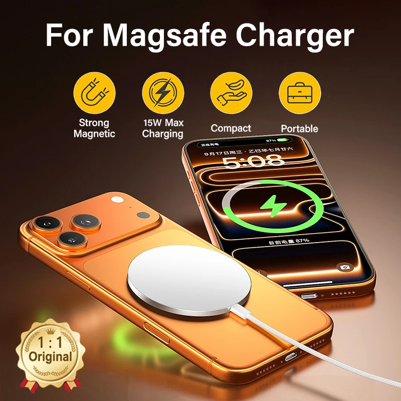 Image of Für Apple Magsafe original magnetisches drahtloses Ladegerät für iPhone 17 16 15 14 13 12 Pro Max Plus Samsung Schnell ladung Typ C